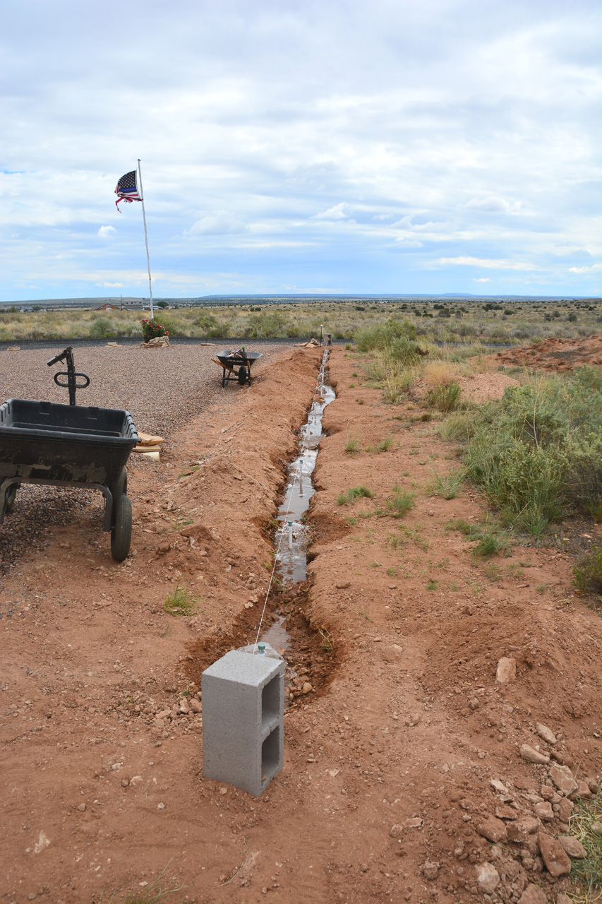 2023-09-12, 05, South Side, Lattice Wall, Irrigation Test Running Water